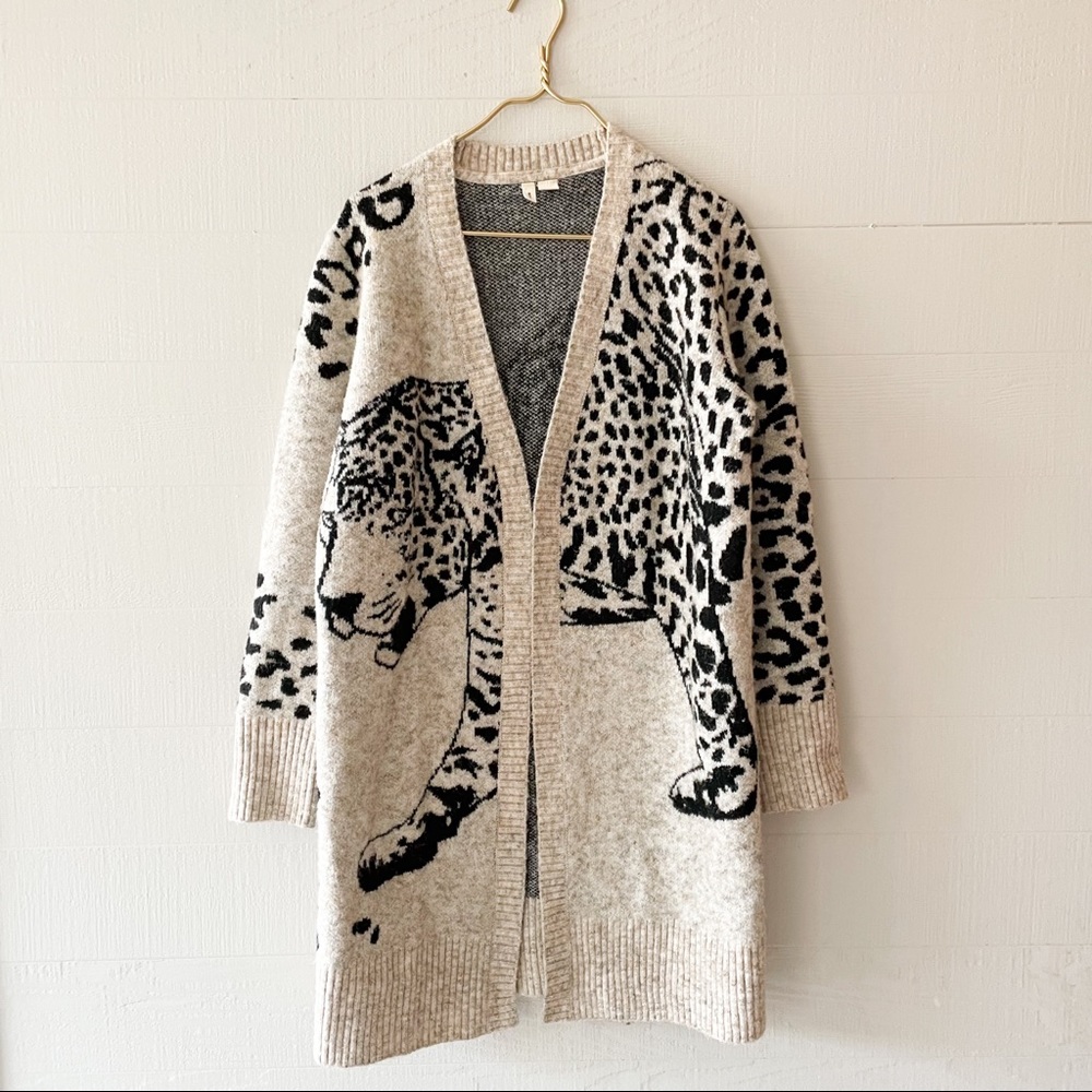ANTHOPOLOGIe Moth Lucerne Leopard Cardigan SZ M